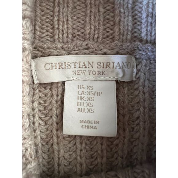 Christian Siriano Women's Mock Neck Sweater Tan Beige Front Pockets Size XS - Picture 4 of 9